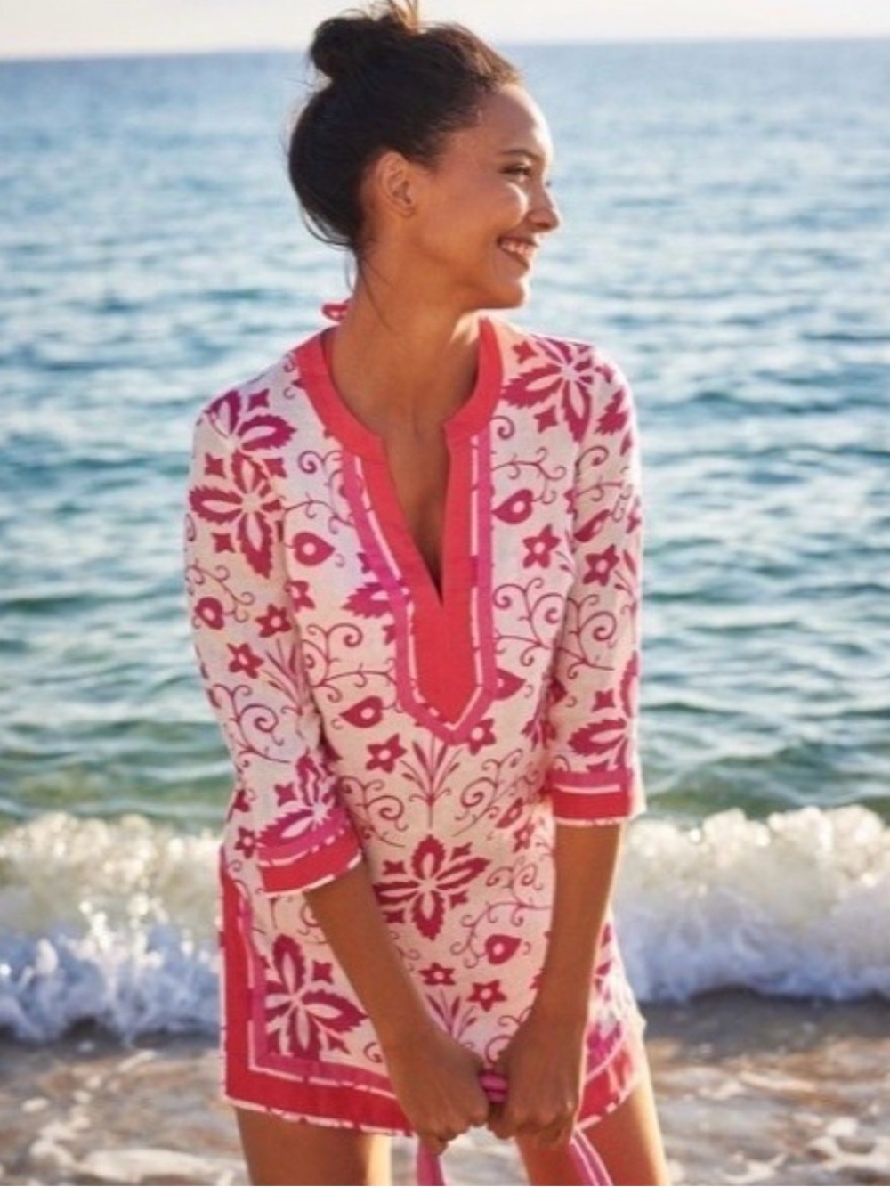 Boden Pink Floral Tunic Swim Cover-Up